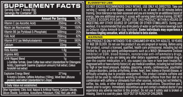 C4 Ripped Pre-workout - 0.165 кг. - Image 2